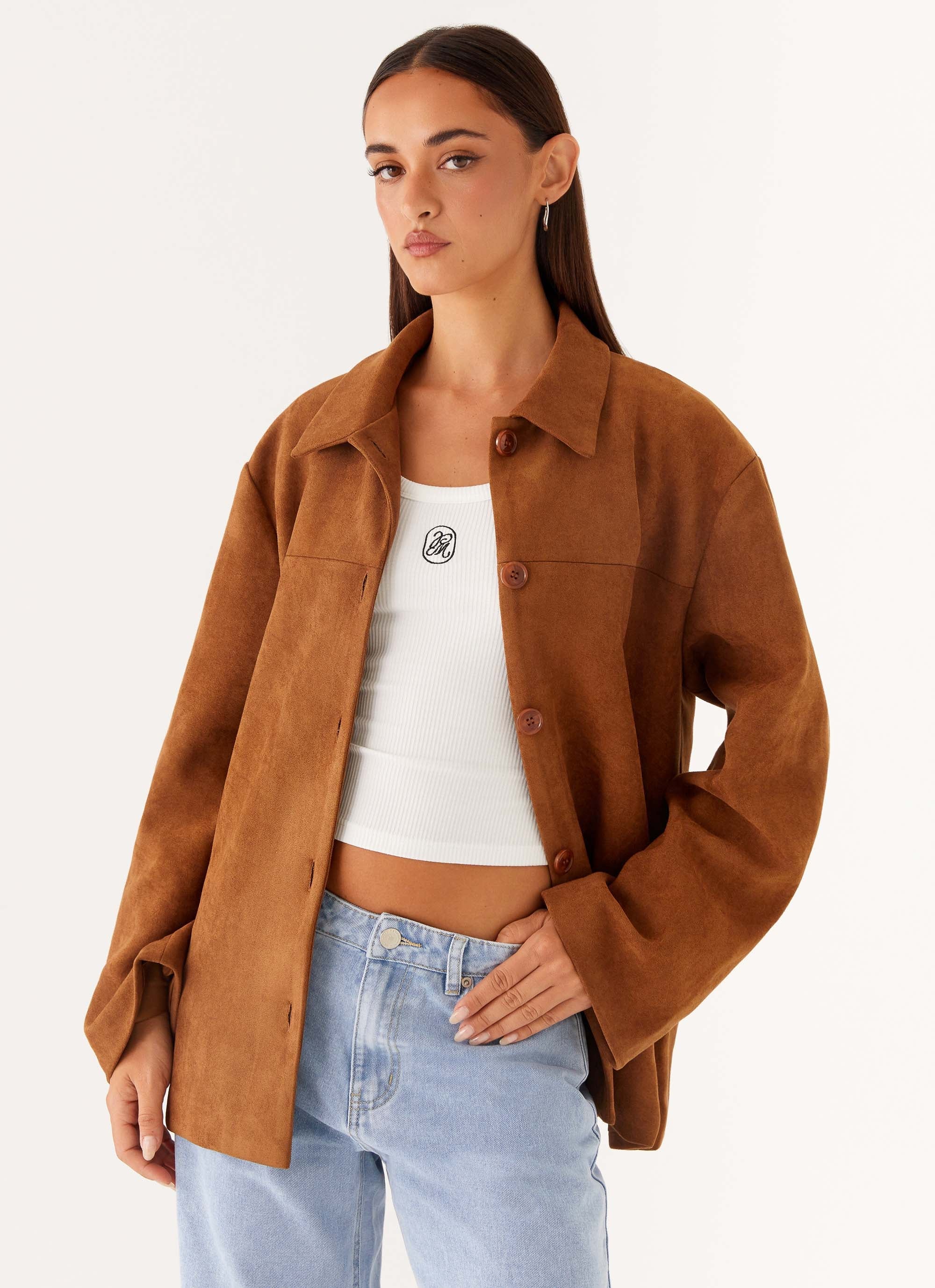 Devika Faux Suede Boxy Jacket