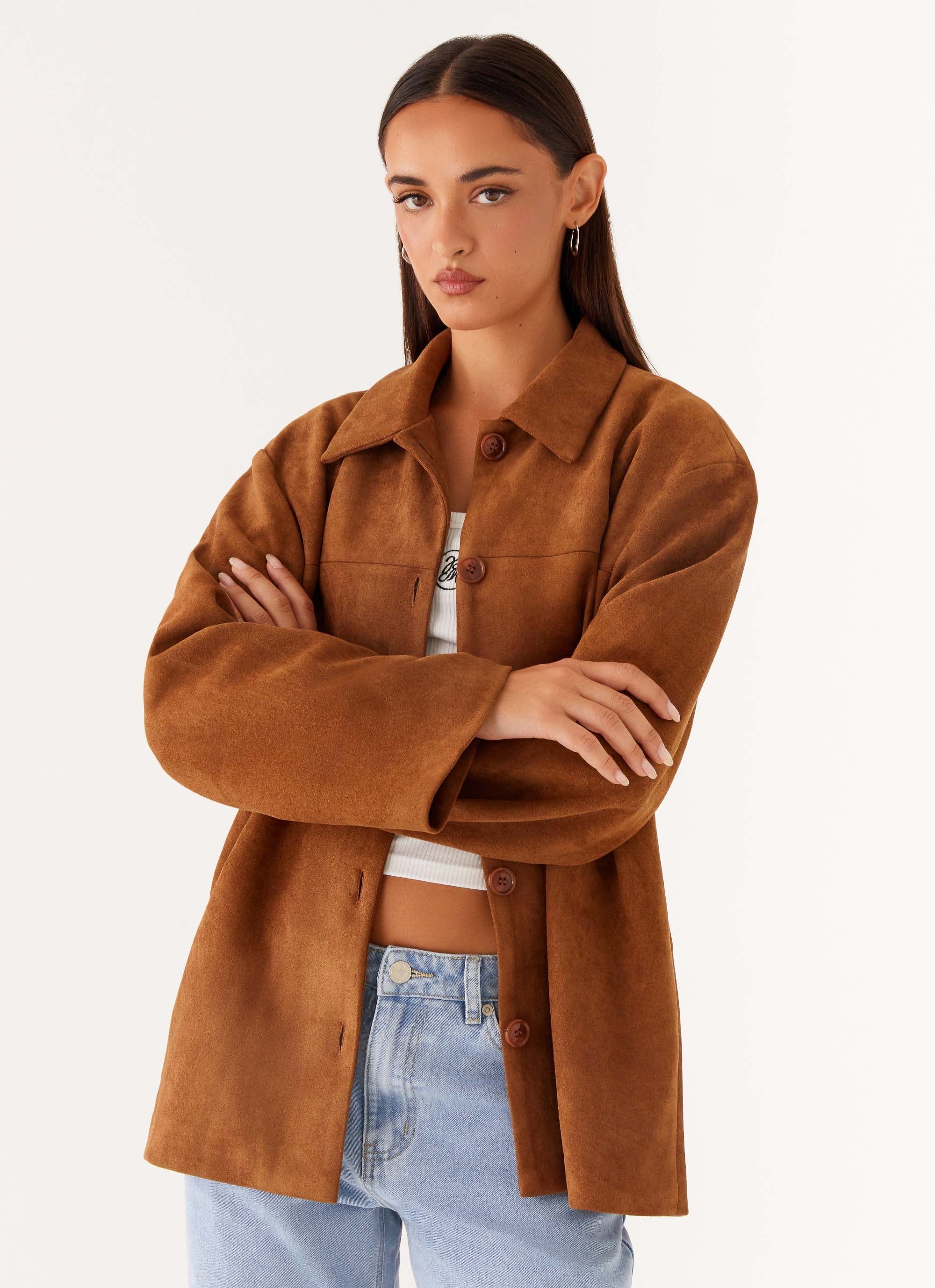 Devika Faux Suede Boxy Jacket