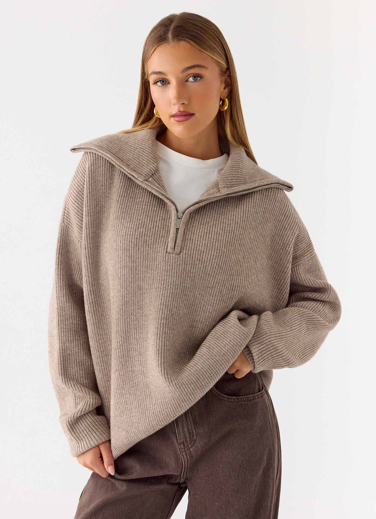 Eirena Quarter Zip Knit Sweater