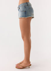 Elias Low Rise Distressed Denim Shorts