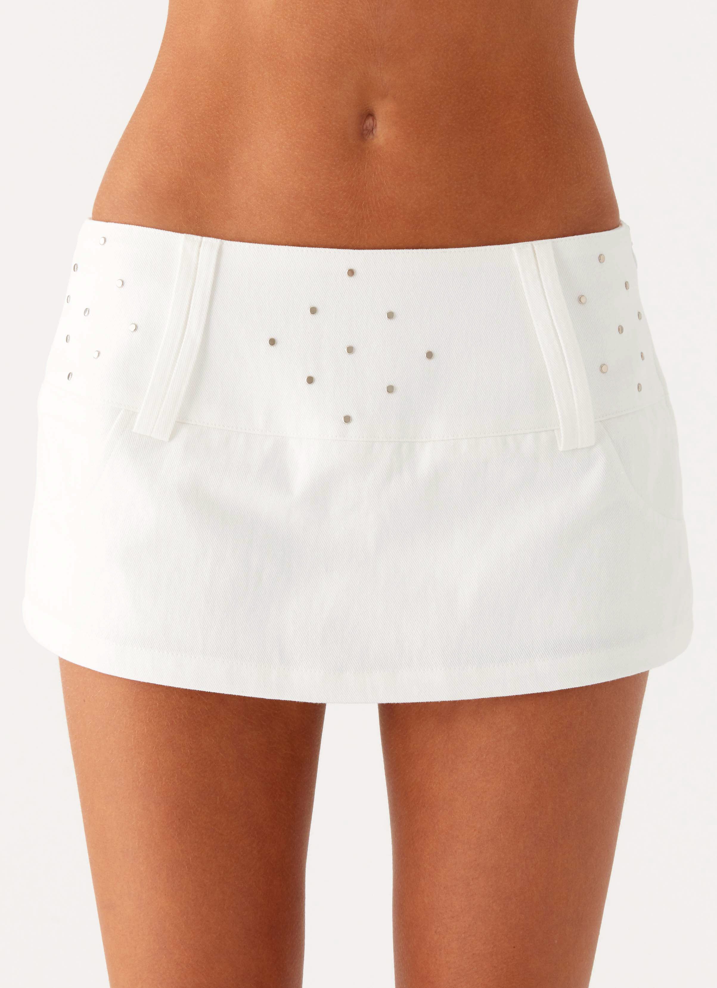 Hot Shot Studded Denim Mini Skort