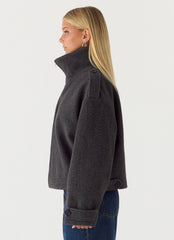 Kaiden Faux Wool Bomber Jacket