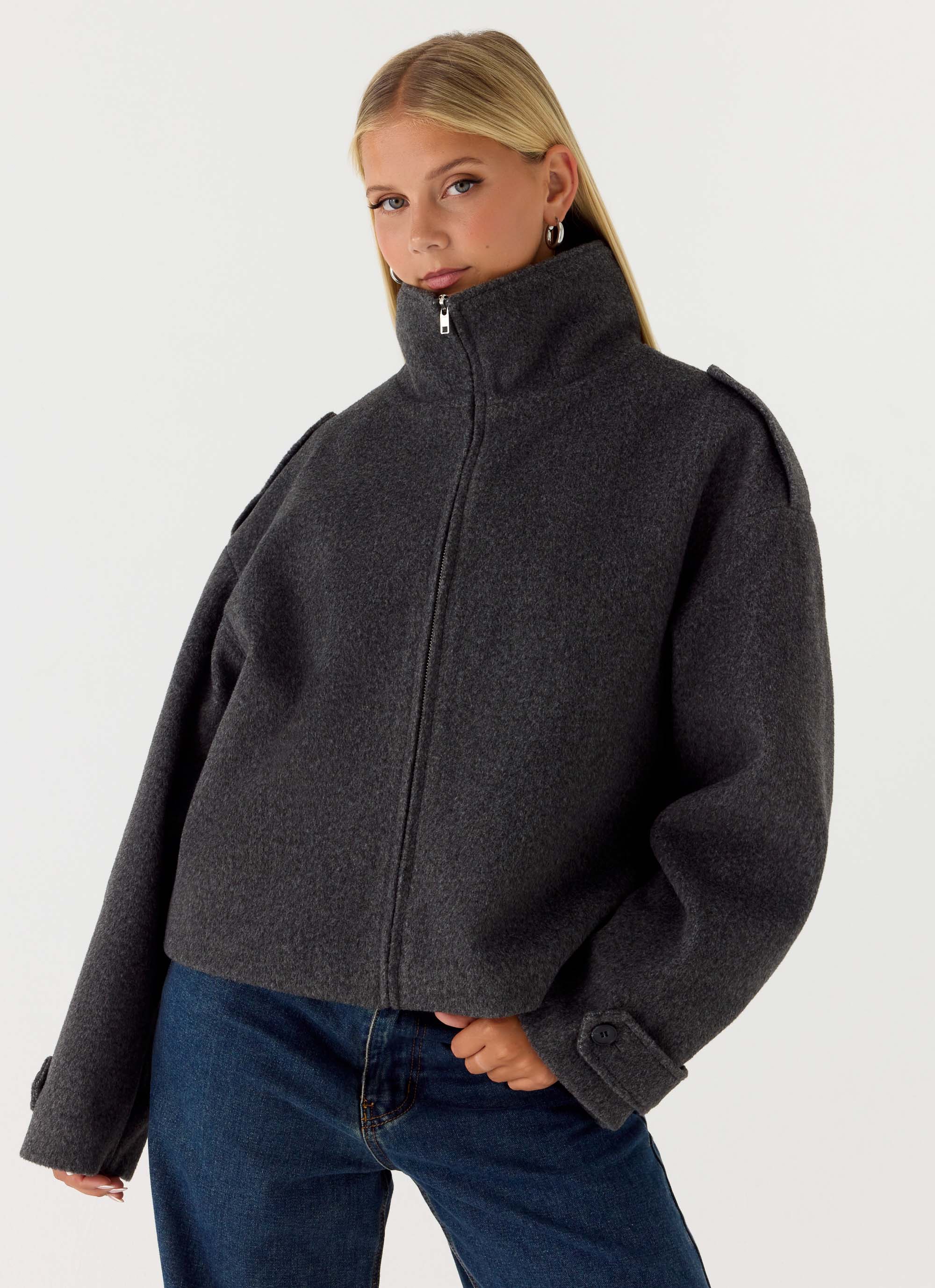 Kaiden Faux Wool Bomber Jacket