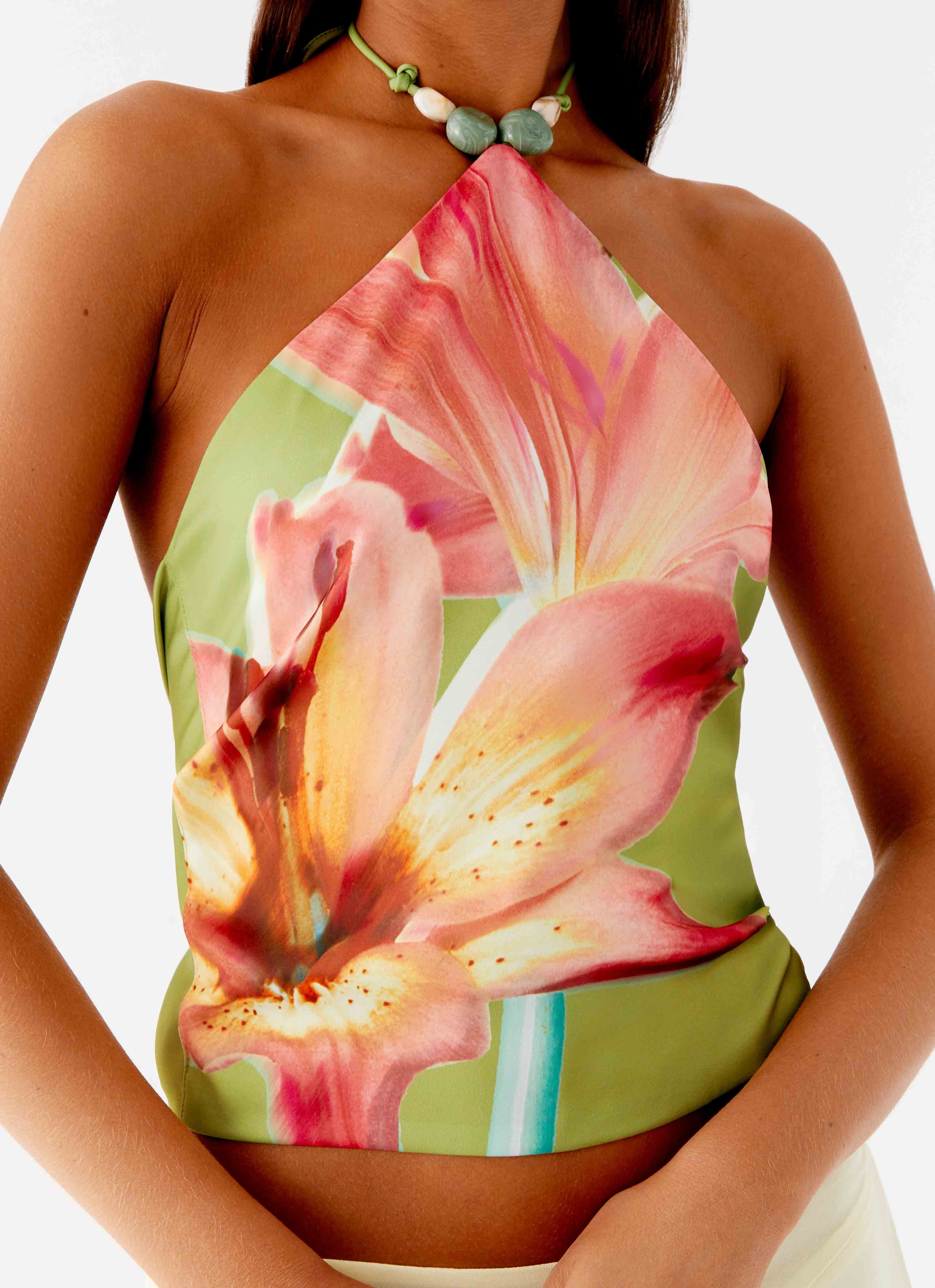 Loreta Beaded Tie Back Top