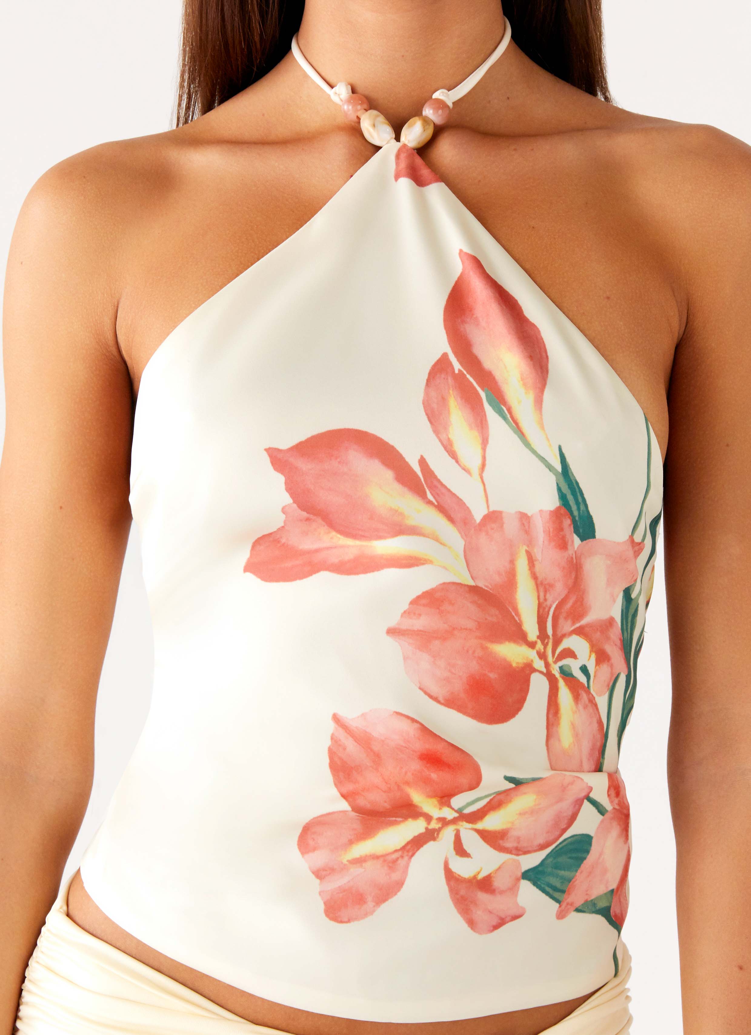 Loreta Beaded Tie Back Top
