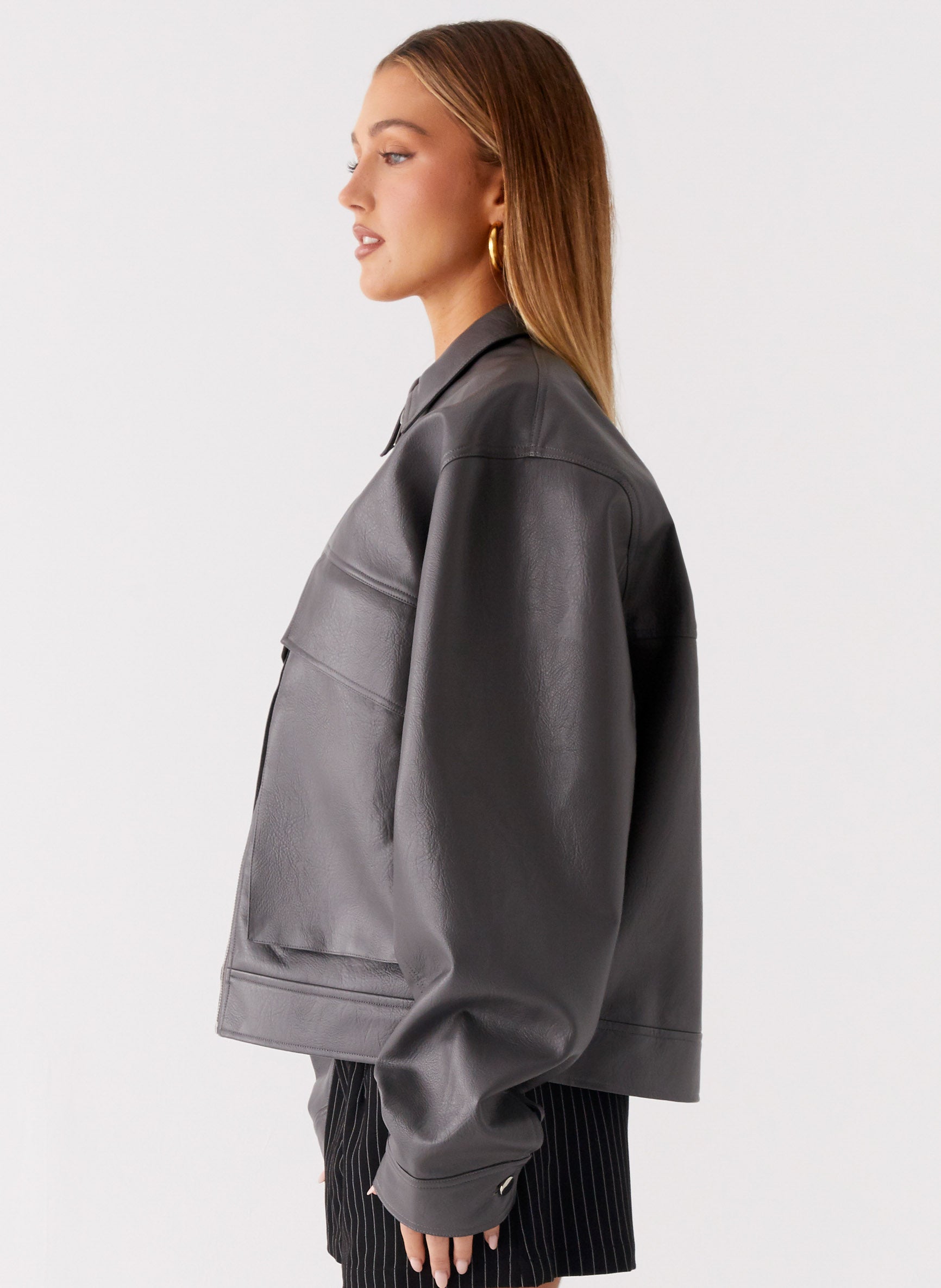 Lula Faux Leather Bomber Jacket
