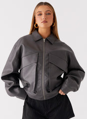 Lula Faux Leather Bomber Jacket
