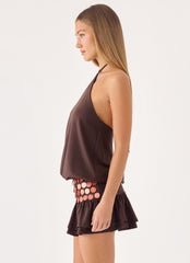 Melosa Beaded Halter Mini Dress