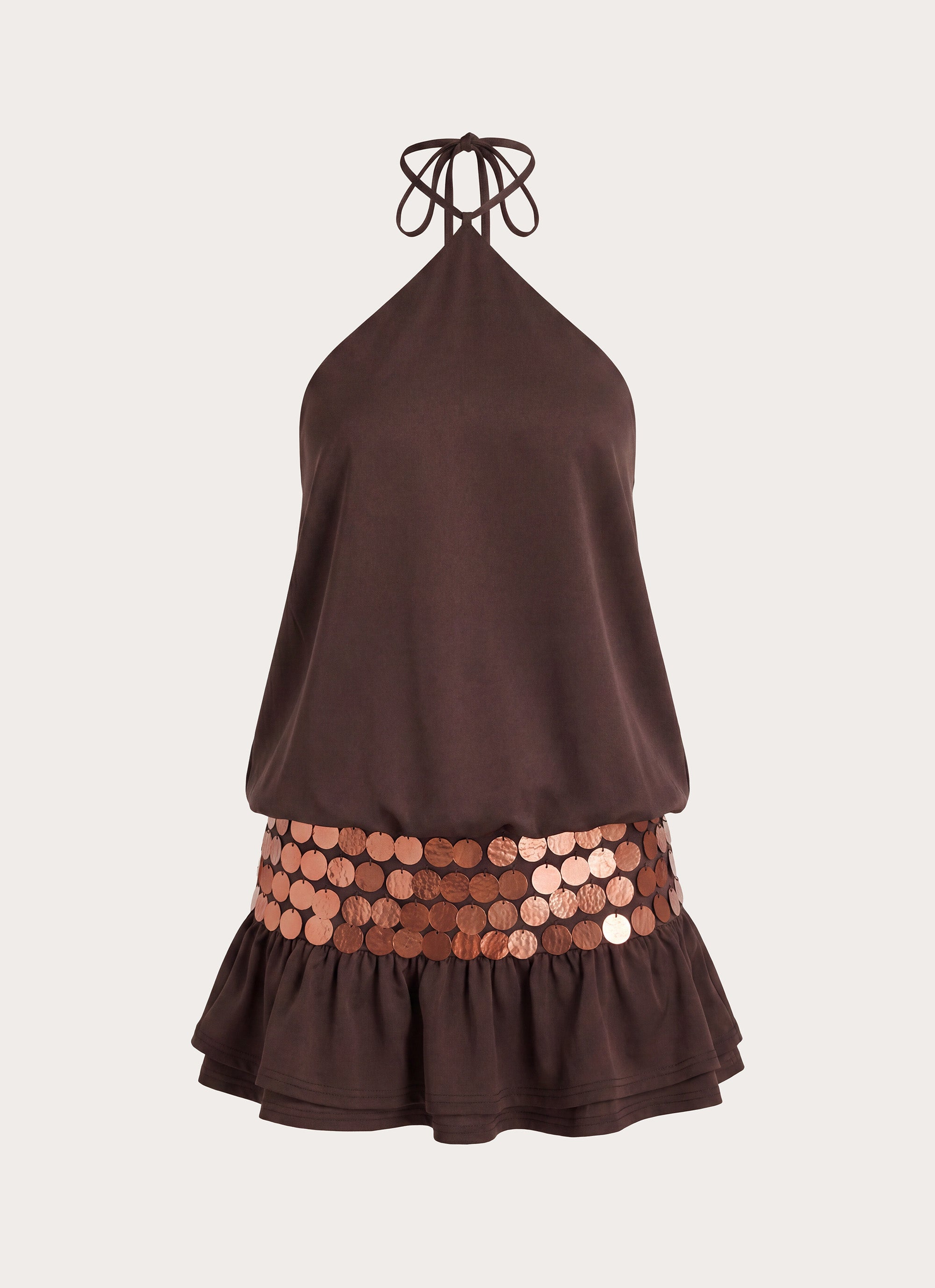 Melosa Beaded Halter Mini Dress