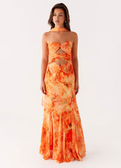 Melrose Satin Chiffon Maxi Dress
