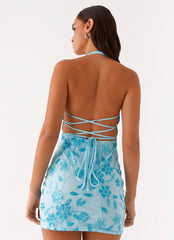 Merida Halterneck Beaded Mini Dress