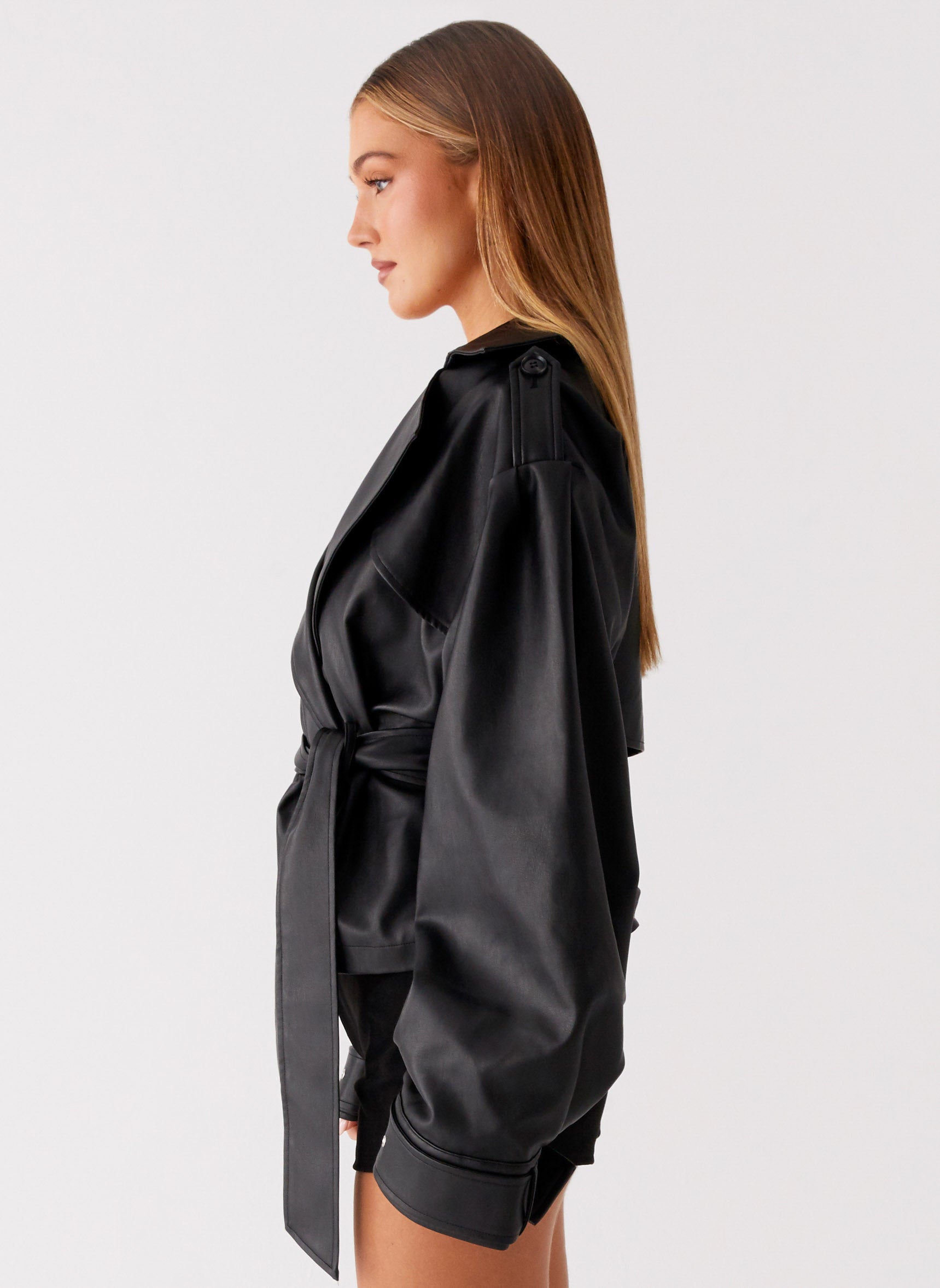 Midtown Faux Leather Trench