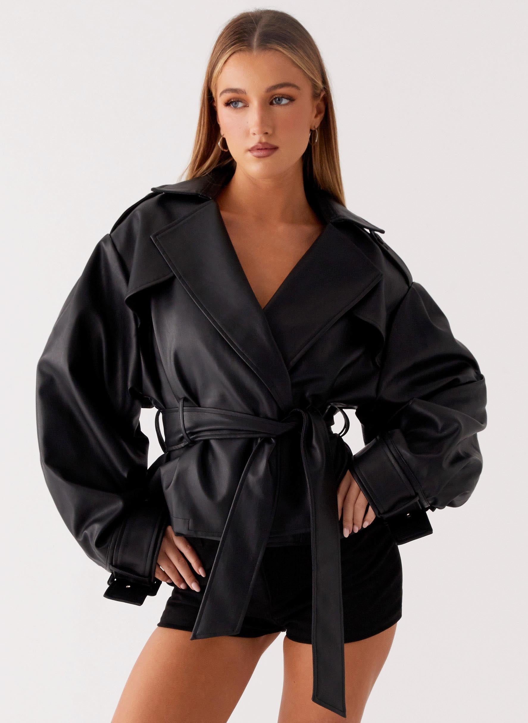 Midtown Faux Leather Trench