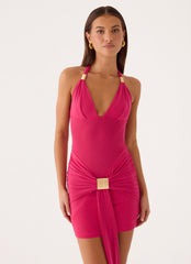 Miyah Halter Hardware Mini Dress