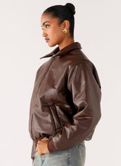 Outlands Faux Leather Bomber Jacket