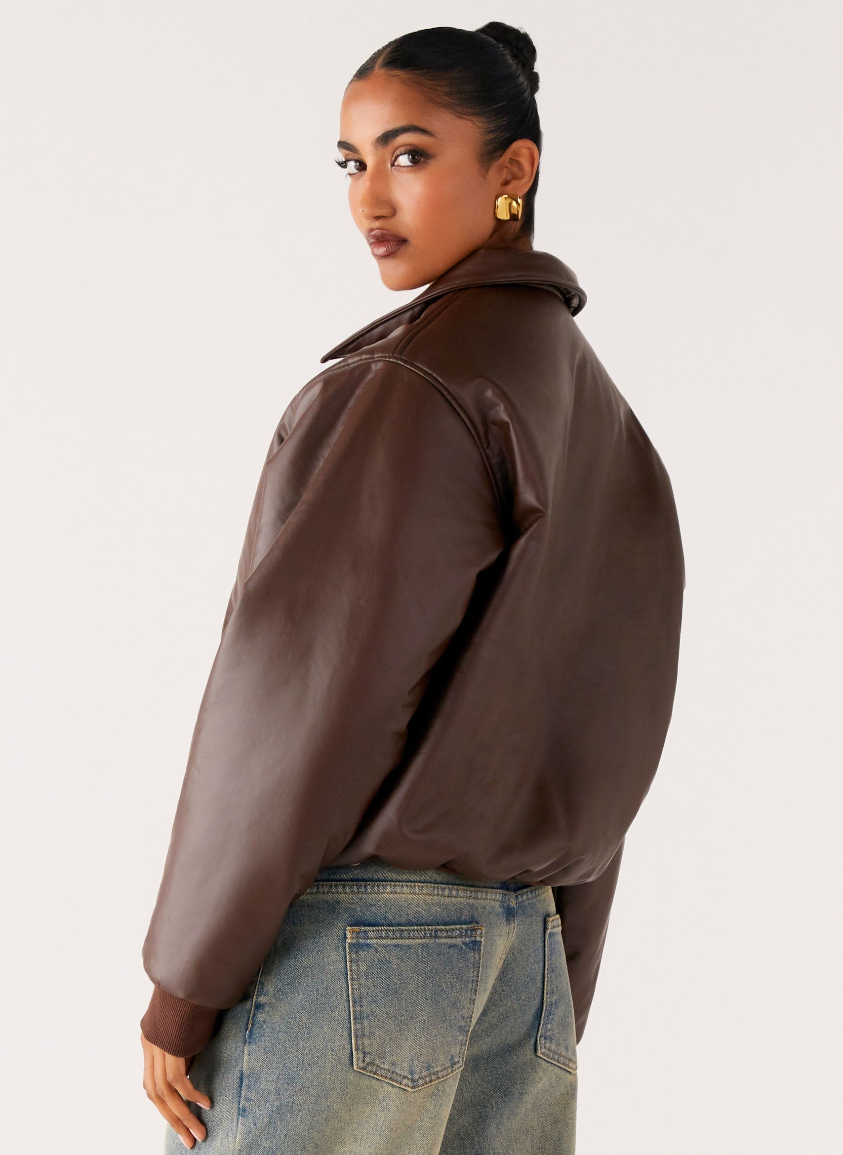 Outlands Faux Leather Bomber Jacket
