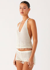Pearl Shore Beaded Crochet Top