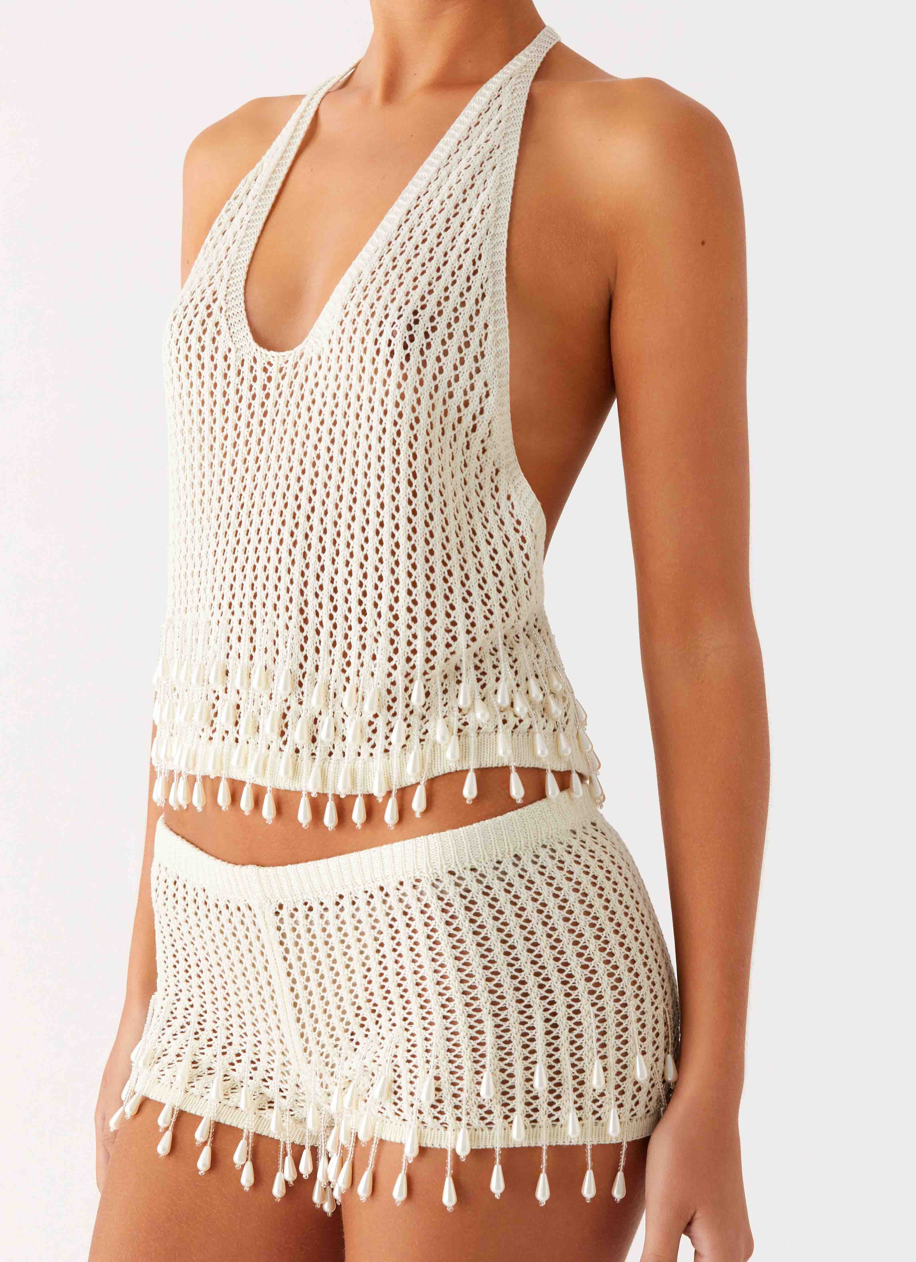 Pearl Shore Beaded Crochet Top