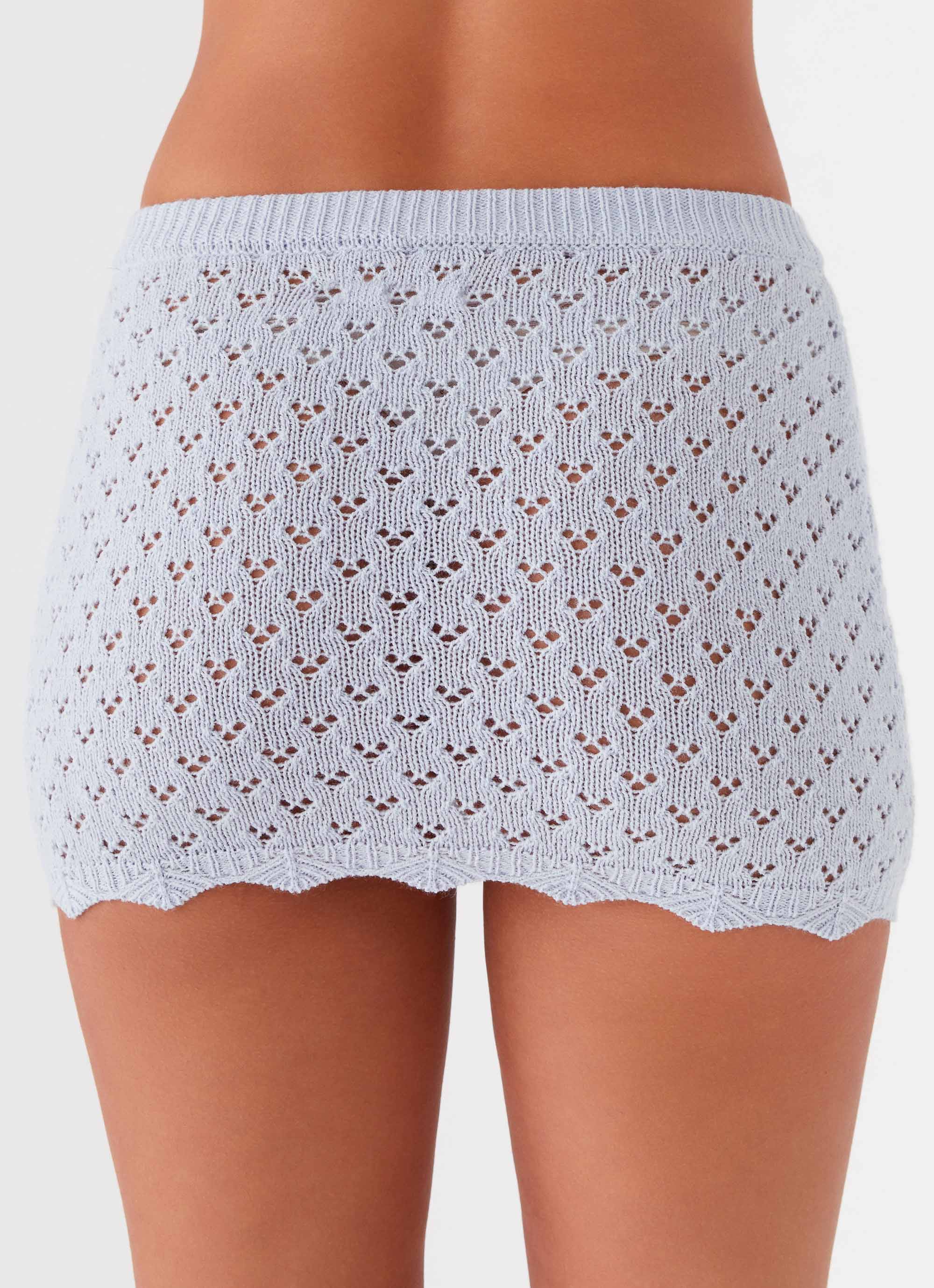 Blue Bird Knit Mini Skirt
