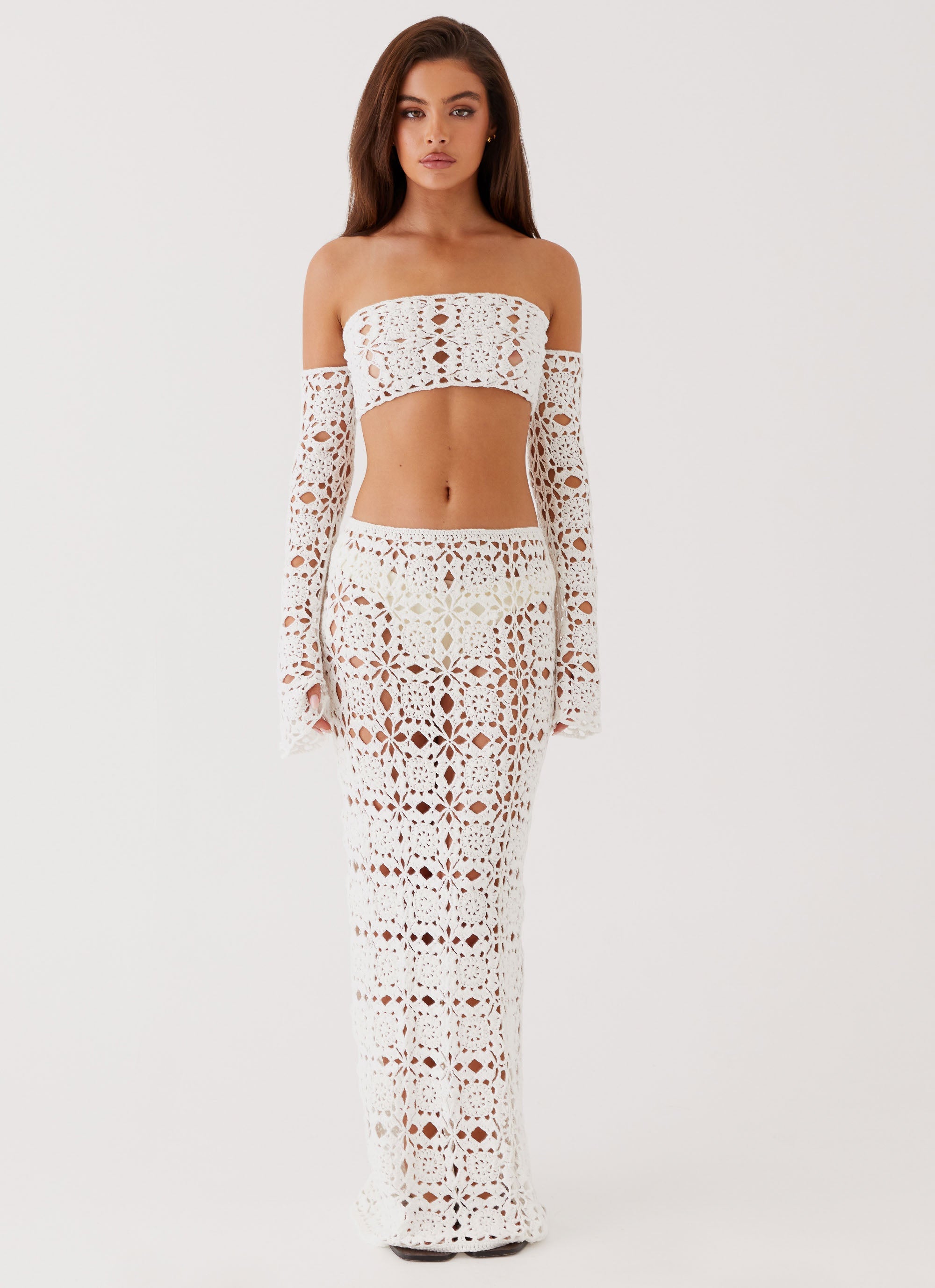 Sorrentino Crochet Long Sleeve Top