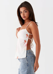 Rosy Linen Backless Top