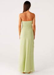 Sassafras Beaded Flower Strapless Maxi Dress