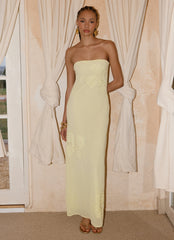 Sassafras Beaded Flower Strapless Maxi Dress