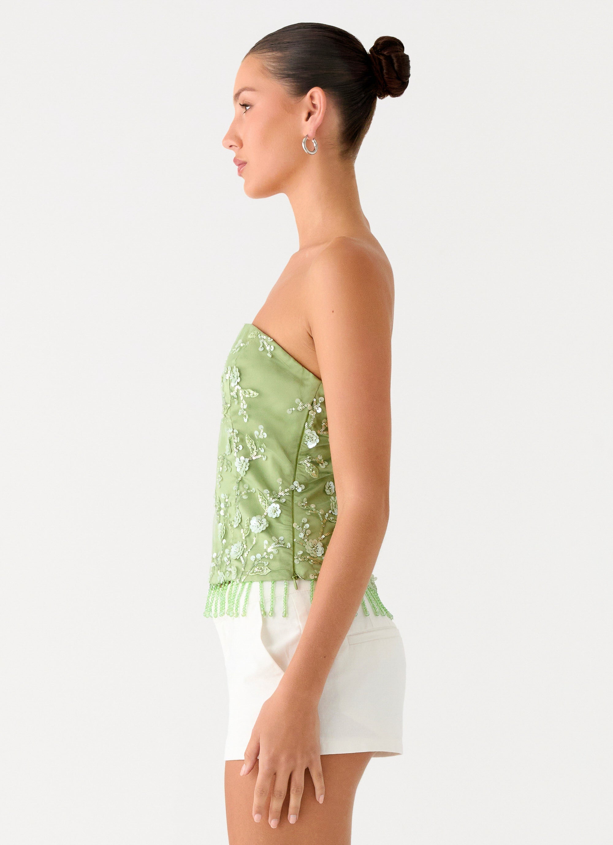 Sea Garden Beaded Strapless Top