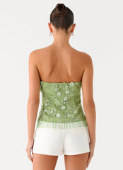 Sea Garden Beaded Strapless Top