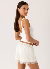 Tarina Lace Trim Mini Shorts