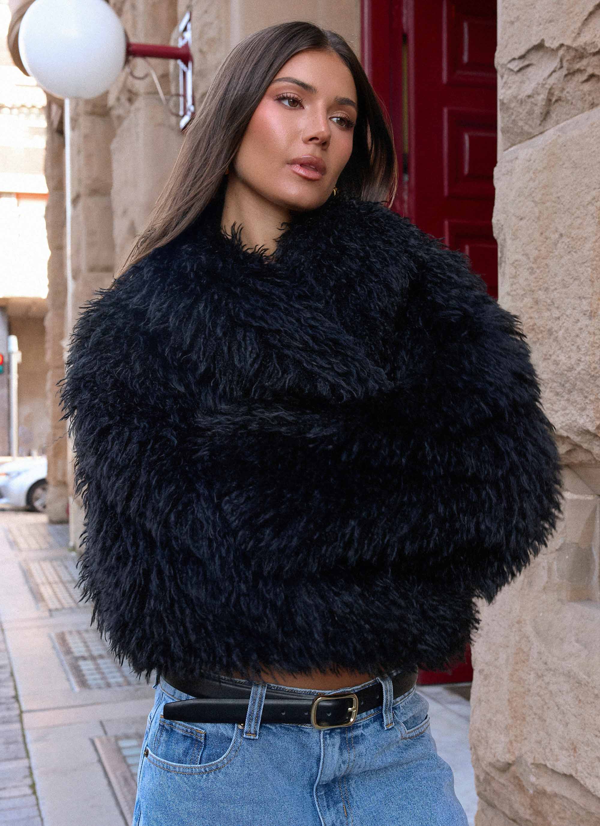 Virginia Cropped Faux Fur Jacket