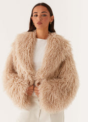 Virginia Cropped Faux Fur Jacket