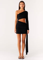 Wrapped Asymmetrical Mesh Dress
