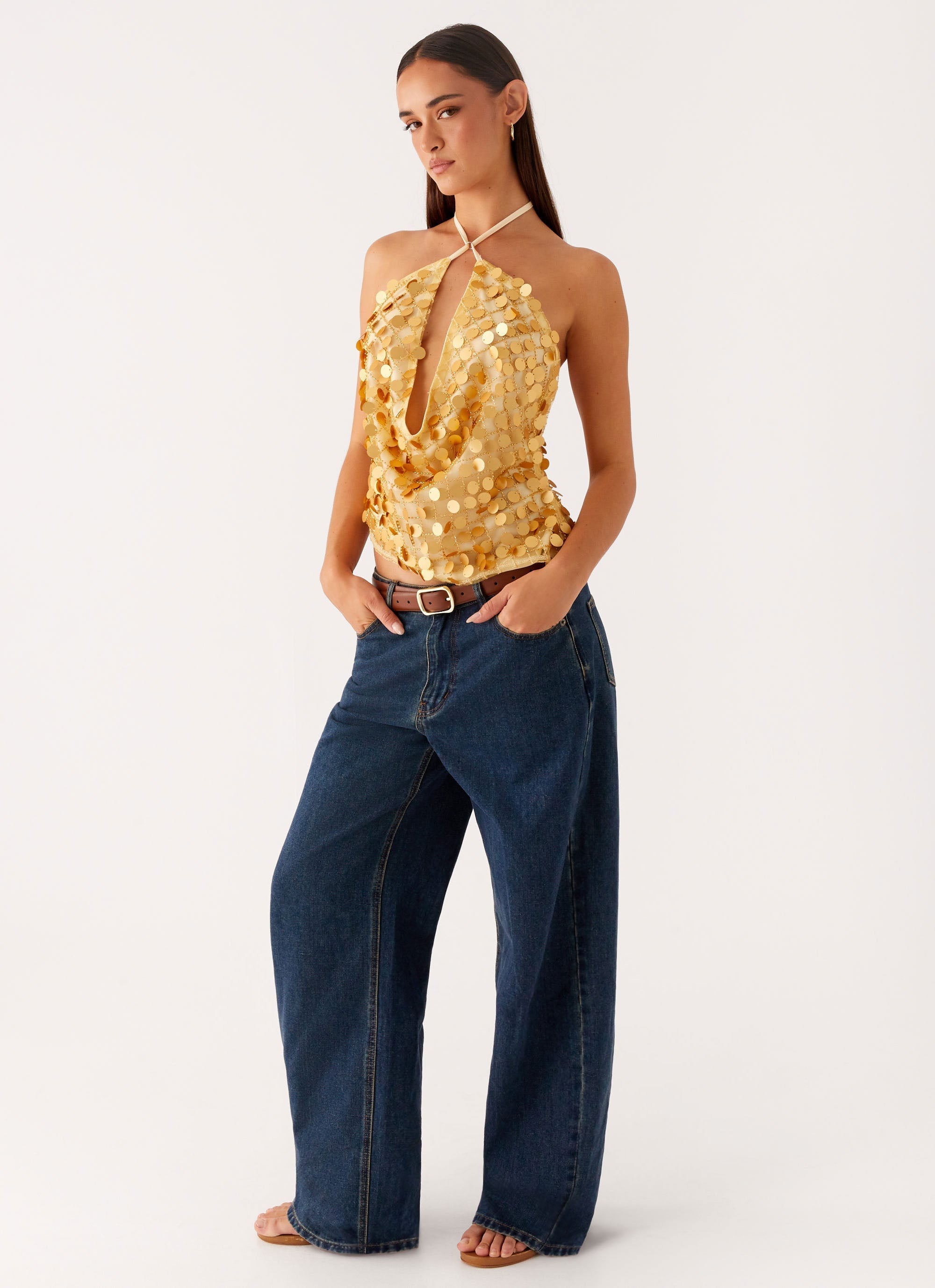 Xander Sequin Halter Top