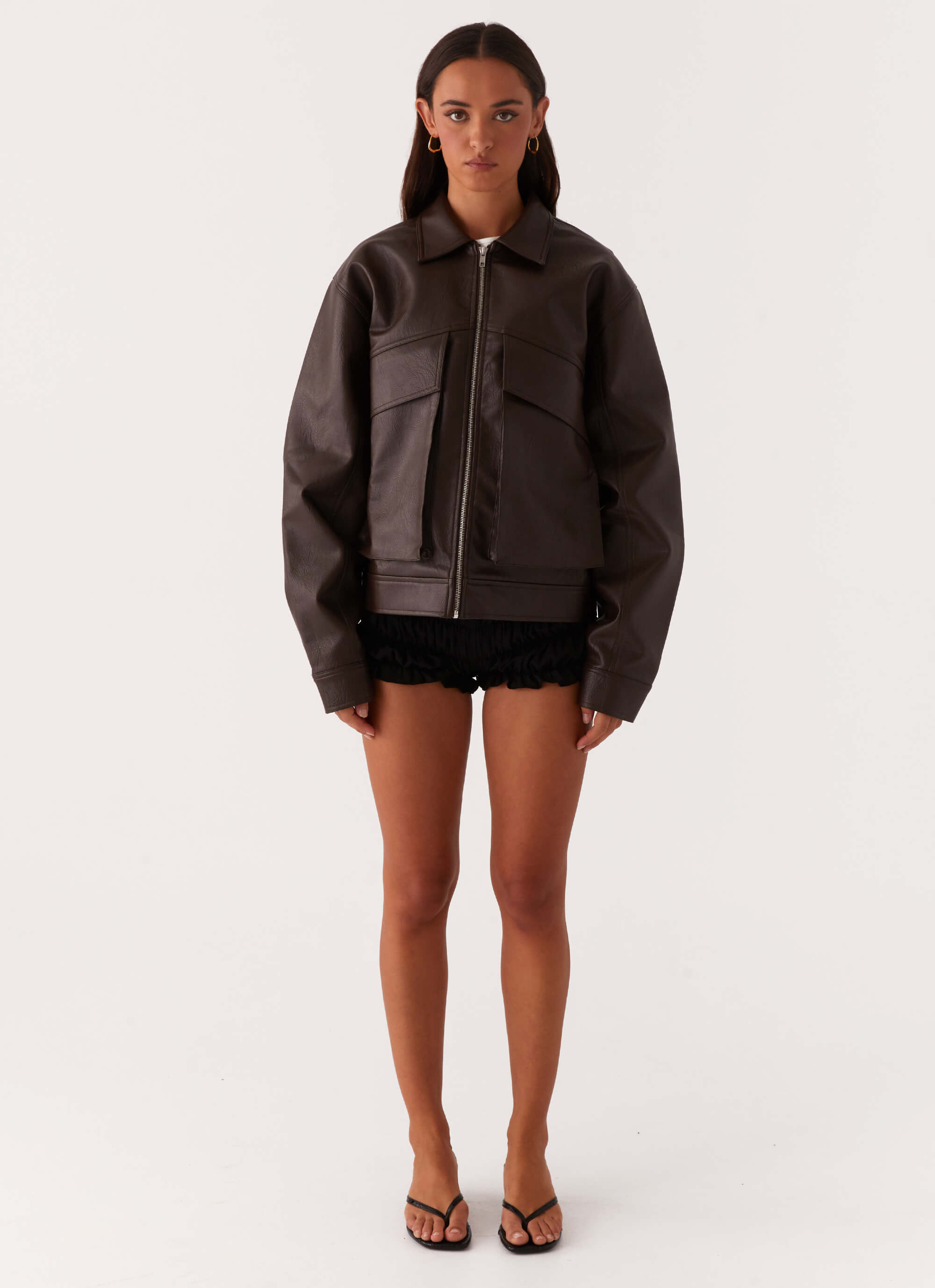Lula Faux Leather Bomber Jacket