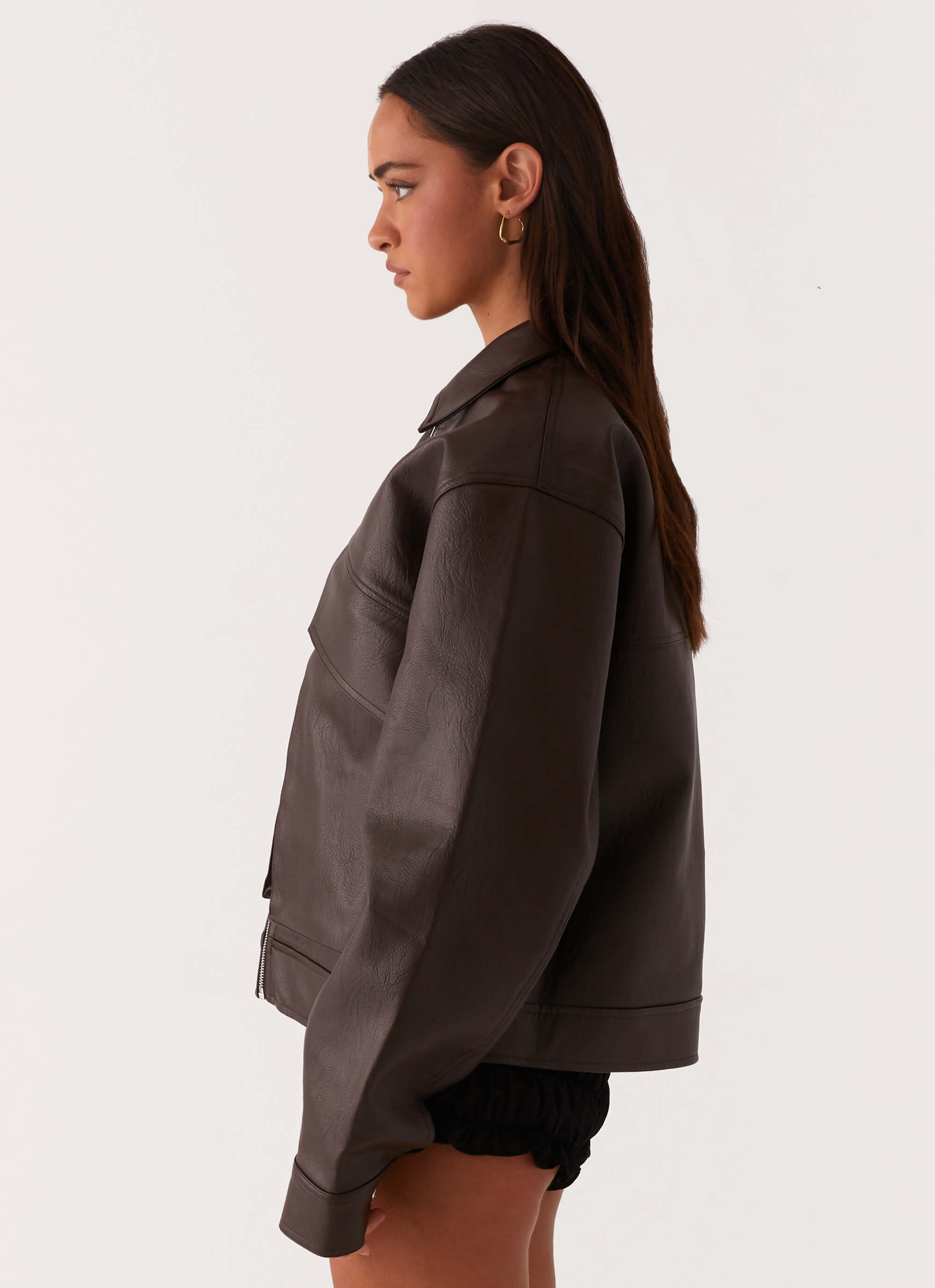 Lula Faux Leather Bomber Jacket